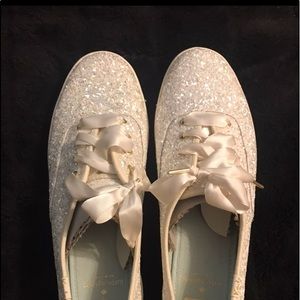 KATE SPADE GLITTER CREAM KEDS SIZE 8 M NEW IN BOX